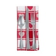 thumbnail image 6 of Contemporary Home Living Set of 6 Red and White Checkered Design Square Napkins 20", 6 of 6