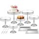 thumbnail image 1 of Juego de 12 piezas de soporte para tartas plateado, soporte para tartas vintage con borde de cristal y bandeja para exhibir cupcakes, juego de exhibición para postres de mesa para boda, 1 of 4
