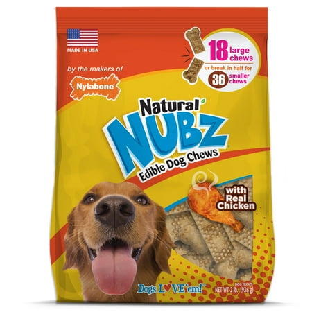 UPC: 0018214819967 | Nylabone Natural Nubz Chicken Dog Treats 18 count Large – 30+ Ibs.