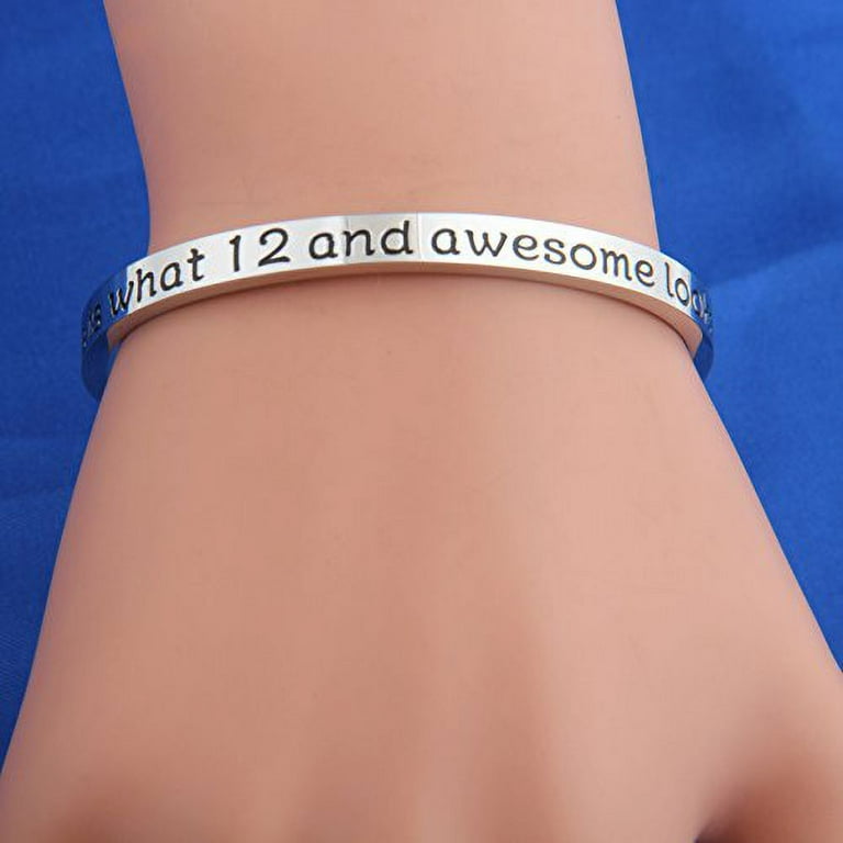 Birthday Gifts for Her Birthday Bracelets 12th Sweet 16 18th 30th Stainless Steel Engraved Cuff Bangle Birthday Jewelry Ideas