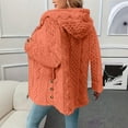 thumbnail image 6 of Women's Mid Length Plush Jacket, Zip Front Hooded Coat with Embossed Pattern, Short Pile Fleece Outerwear, Soft Textured Casual Top, Long Sleeve Everyday Wear Orange XL, 6 of 10