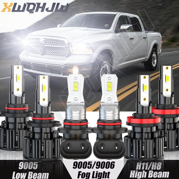 For 2016 2017 2018 Dodge RAM 1500 2500 3500 9005 H11 Led Headlight Hi&Low 9145 Fog light Bulbs