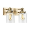 thumbnail image 3 of Calhoun Collection Two-Light Vintage Brass Clear Glass Farmhouse Bath Vanity Light, 3 of 11
