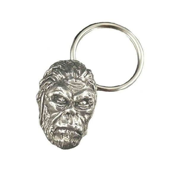 Sasquatch Head Keychain, Bigfoot, Yeti, Cryptid, Pacific Northwest, Key Fob, Key Ring, Keys, Zipper Pull, Luggage Tag, Backpack, Pewter, Over 300 Keychains Designs, Handmade in the USA A174AKC