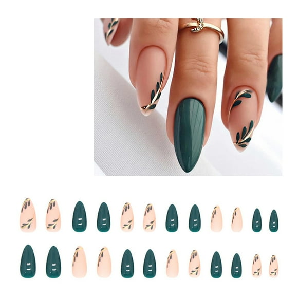 24Pcs Press on Nails Short Press On Nails, Fake Nails Coffin Nails for Women with Butterflies Design Glossy Nails