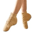 thumbnail image 3 of EliteGoogv Womens Ankle Boots Jazz Dance Shoes Lace Up Booties For Women High Top Round Toe Split Sole Low Heel Training Shoes US: 10 Light Yellow, 3 of 9