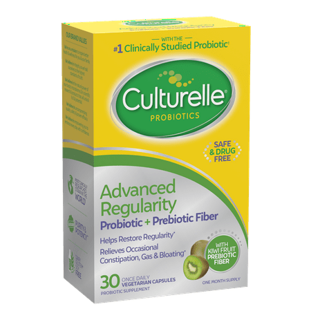 Culturelle Advanced Regularity Probiotic and Prebiotic Fiber, Kiwi Capsules, 30 Count