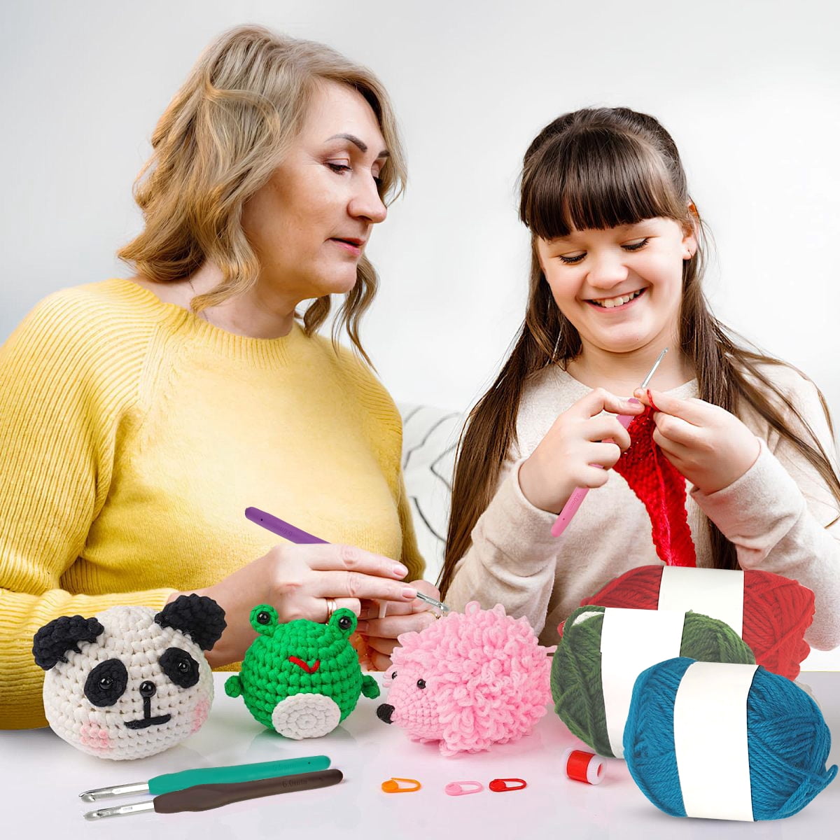 Crochet Set Crochet Hooks Multicolor Yarn Crochet Accessories for Kids Adults Beginner Kit 103Pcs