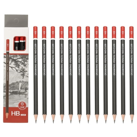 Uxcell 24Pcs HB Drawing Pencils for Sketching, Hexagonal Pre-sharpened Sketch Pencils for Drawing Writing Art Sketching Artists Beginners, Red/Black