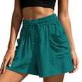 thumbnail image 2 of Bloomae Womens Elastic Waist Wide Leg Shorts Lightweight Drawstring Casual Lounge Short Pants Loose Comfy Summer Beach Vacation Shorts with Pockets, 2 of 10