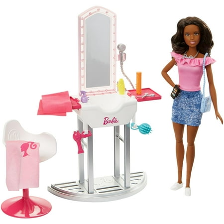 Barbie Salon Station Furniture Set with Doll & Accessories,