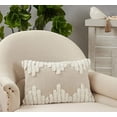 thumbnail image 4 of Fennco Styles Triangle Tufted Cotton Decorative Lumbar Throw Pillow Cover 13" W x 20" L - Ivory Rectangle Cushion Case for Home, Couch, Living Room, Bedroom, Office and Holiday Décor, 4 of 4