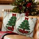 thumbnail image 5 of Seyotauo Christmas Linen Pillow Cover 18x18 inch with Imitation Embroidery Festive Patterns Cover for Farmhouse Bedroom Sofa Home Decor,Flax Craft for Christmas Pillow Cover,Hidden Zipper Easy to Use, 5 of 6