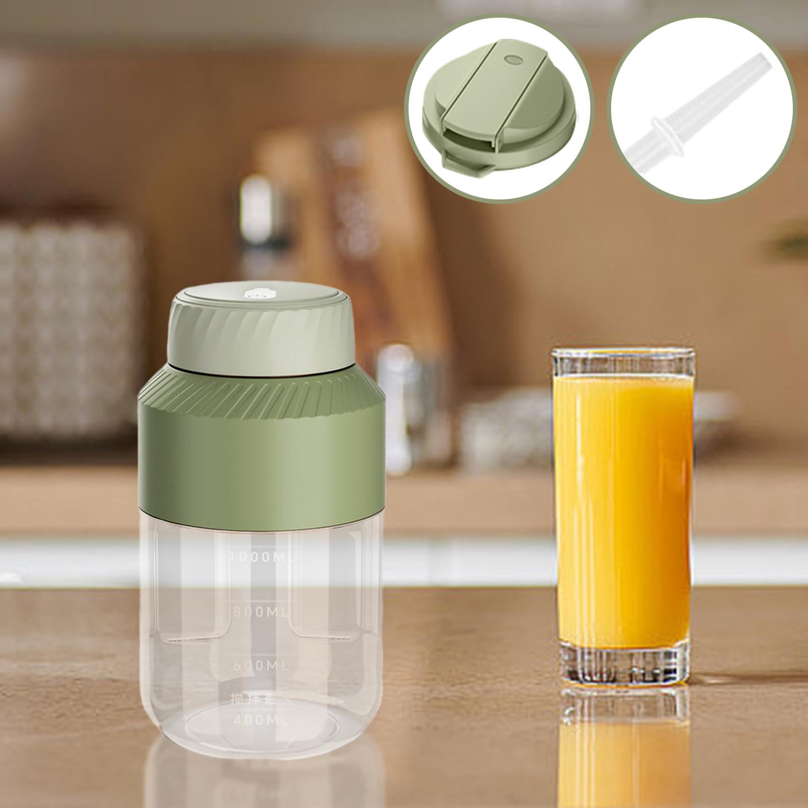 Baoblaze Portable Blender Cup Shakes USB 1000ml Automatic Electric Juicer Cup Juicer for Travel Office Sports Two Lids