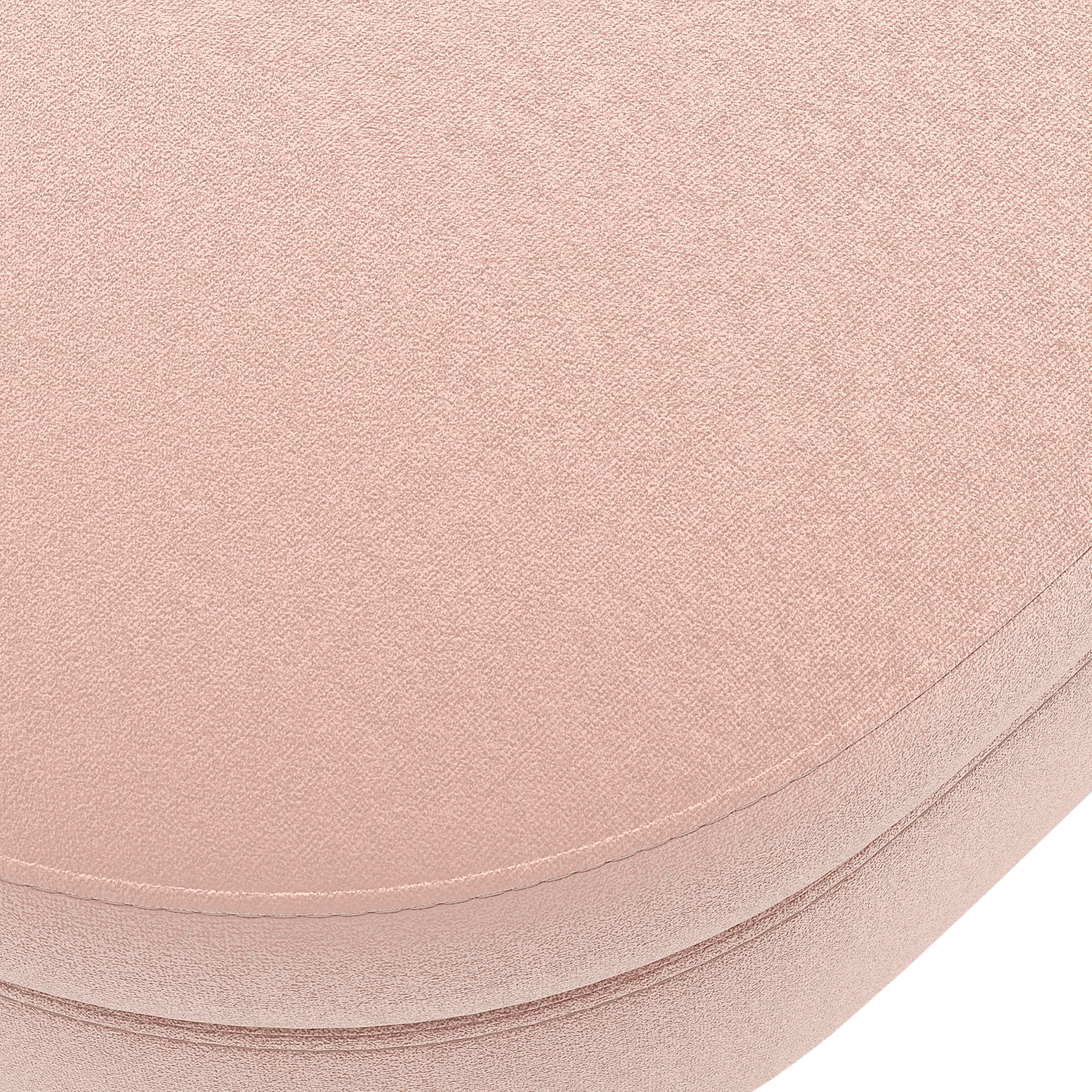 Noble House Dyani 43" Oval Flannel Storage Ottoman Bench, Upholstered Footrest with Metal Legs, Pink