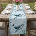 thumbnail image 5 of Coastal Whale Table Runner, Nautical Ocean Shells Seaweed Coral Washable Cotton Linen Table Runners 90 Inches Long, Dresser Scarf Runner for Dining/Coffee/Kitchen/Hallway Tables 13''x90'', 5 of 8