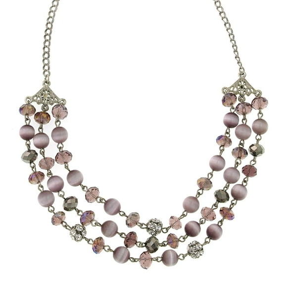 Fantasy Purple Crystal Beaded Statement Necklace