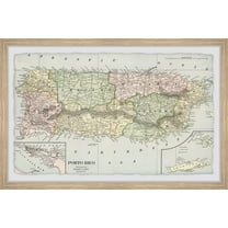Marmont Hill Puerto Rico Colored Map Framed Wall Art, 1.50" x 18.00"