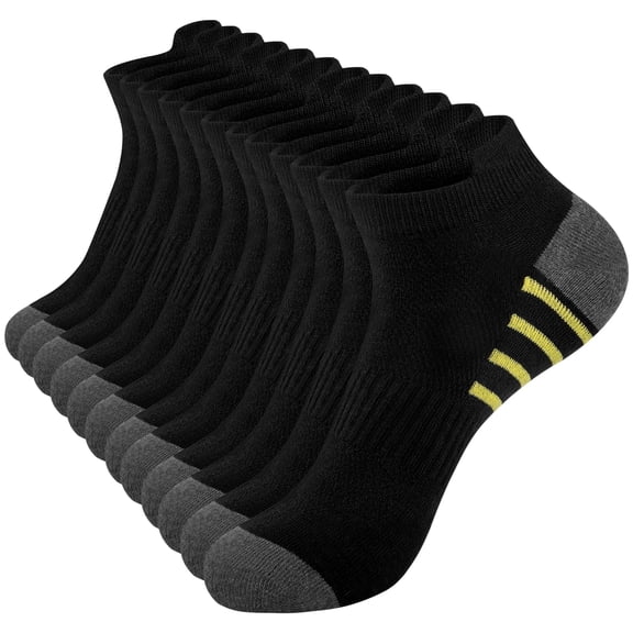 Smilooen 12 Pairs Mens Ankle Socks Athletic Running Men's Socks Value Pack, Black