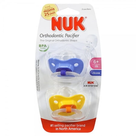 Gerber NUK Silicone 6-18 Months Orthodontic Pacifiers, 2 Pack
