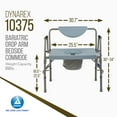 thumbnail image 2 of Dynarex Bariatric Drop Arm Commode, 650 lb Weight Capacity, Heavy-Duty Steel Frame, Portable, Grey, 2 of 7