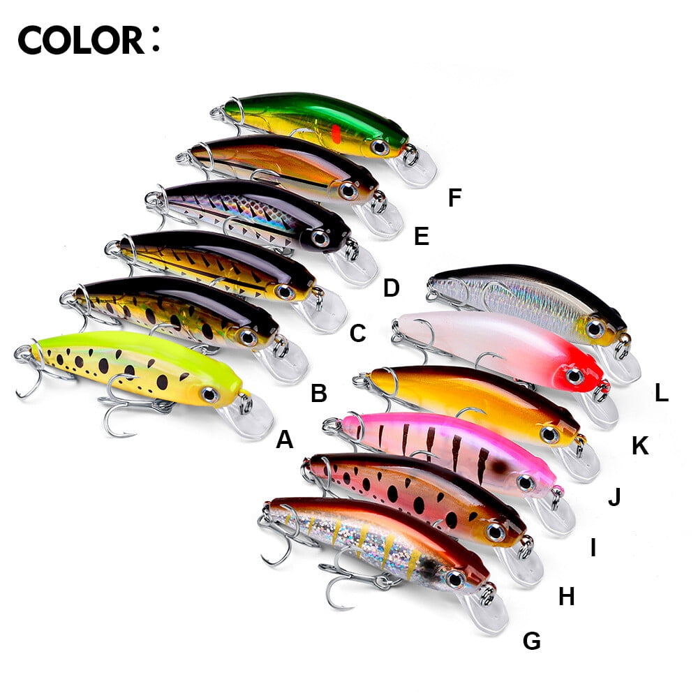 12pcs/set Trolling Bait Minnow Fishing Lure 8cm Bass Crankbait Tackle Wobbler
