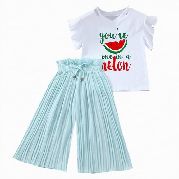 Hessimy Toddler Girl Summer Outfit Infant Baby Girl Clothes Letters Short Sleeve T-shirt Top Elastic Waist Shorts Set 2Pcs(Sky Blue,4-5 Years)