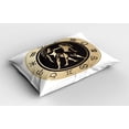 thumbnail image 2 of Ambesonne Zodiac Gemini Pillow Sham 2 Pack, Circle and Twins, 30"x20", Sand Brown Black White, 2 of 3