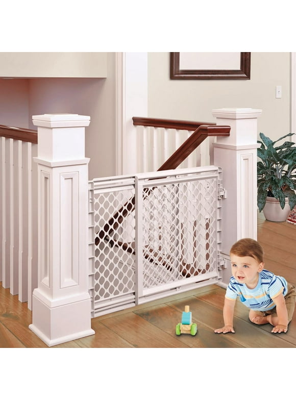 Toddleroo by North States 27"-41" Stairway Secure Baby Safety Gate, Soft White Plastic