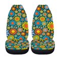thumbnail image 5 of Xoenoiee Car Seat Covers for Front and Rear 4 PCS Set Vehicle Bucket Seat Cover Hippie Flowers Print Auto Seat Cover Split Rear Bench Seat Protector Universal Fit, 5 of 7