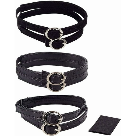 3 Pairs Leather Shoe Straps Detachable Black Heels Straps Fixed Extender Ankle Straps Anti Slip Adjustable Shoes Belt Band With Hook for Leather Shoes Holding Loose High Heel Shoes