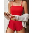 thumbnail image 4 of Sexyfree Ribbed Pajamas Set for Women Sexy Cami with Side Slit Shorts Sleepwear Lingerie 2 Piece Pjs Nightwear, 4 of 7