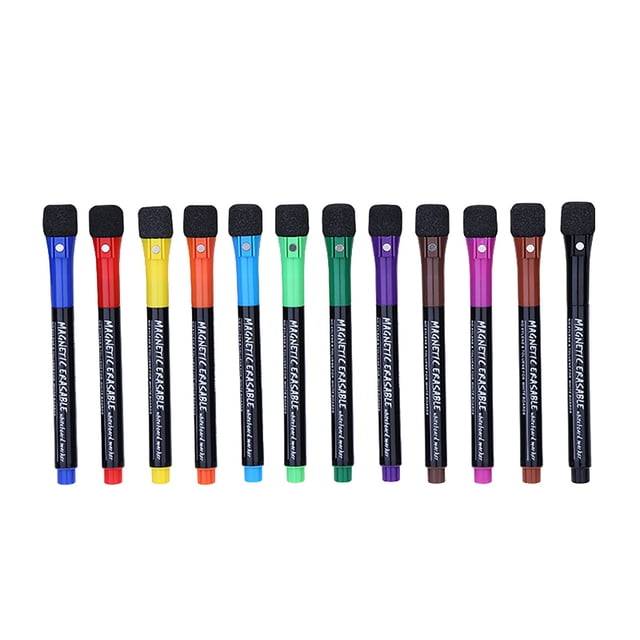 BINGLI Magnetic Dry Erase Markers Fine Point Tip, 12 Count Colorful White Board Markers Dry Erase Marker, Low Odor Thin Marking for Teachers, Calendar Boards, Office, School Supplies
