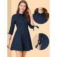 thumbnail image 2 of INSPIRE CHIC Robe-Chemise Patineuse en Coton pour Femmes à Col, Manches 3/4, Boutonnée, 2 of 6