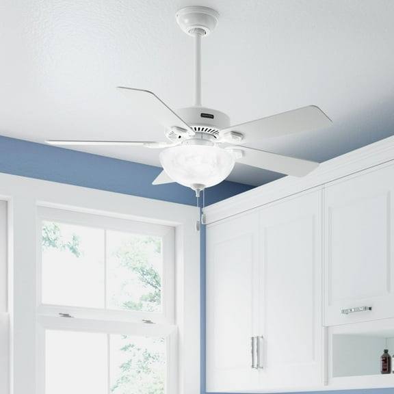 Restored Hunter Fan 44 inch Traditional Fresh White Indoor Ceiling Fan with LED Light Kit and Pull Chain (Refurbished)