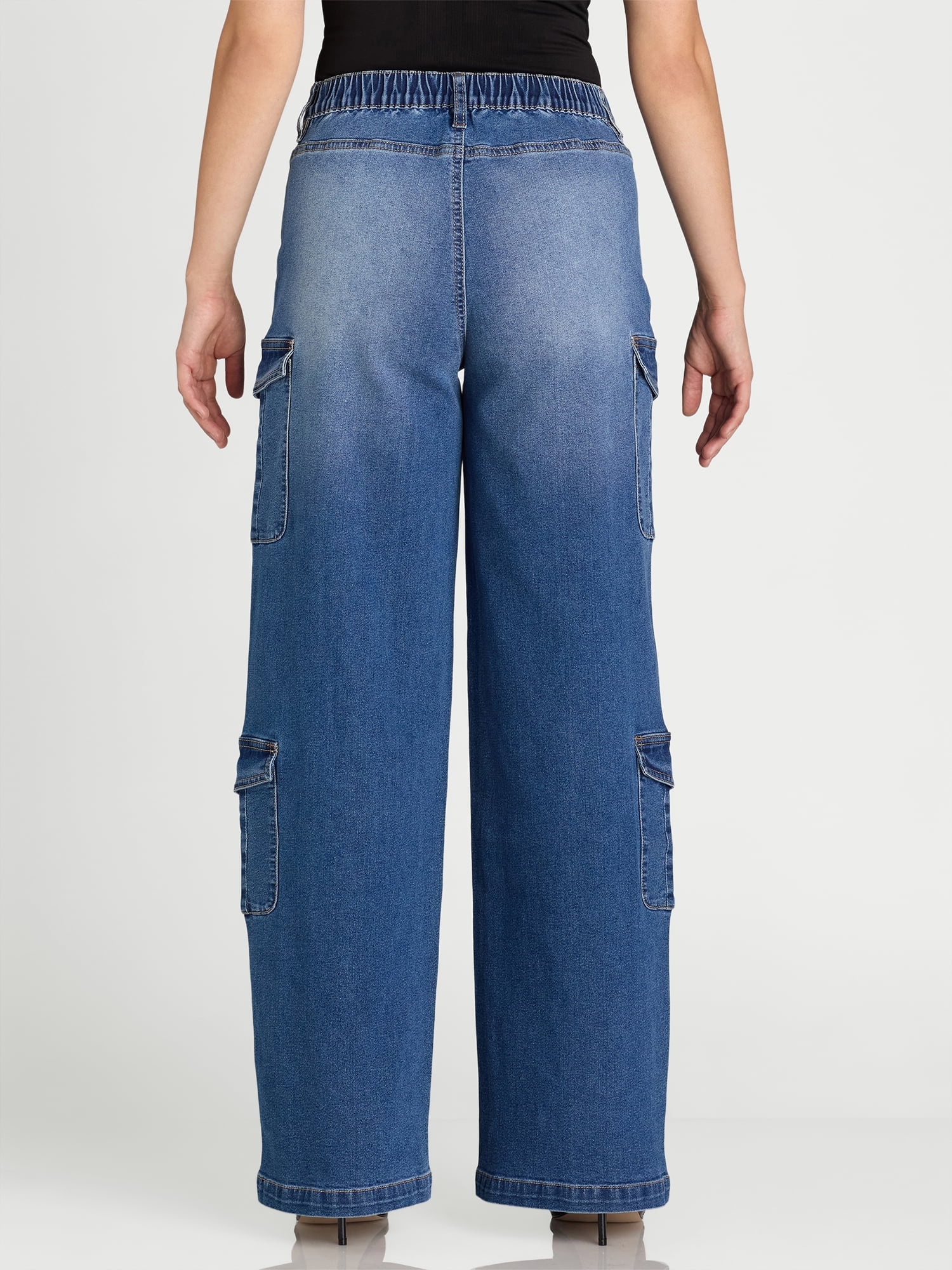 Madden NYC Oversized Cargo Jeans, Women's and Women's Plus
