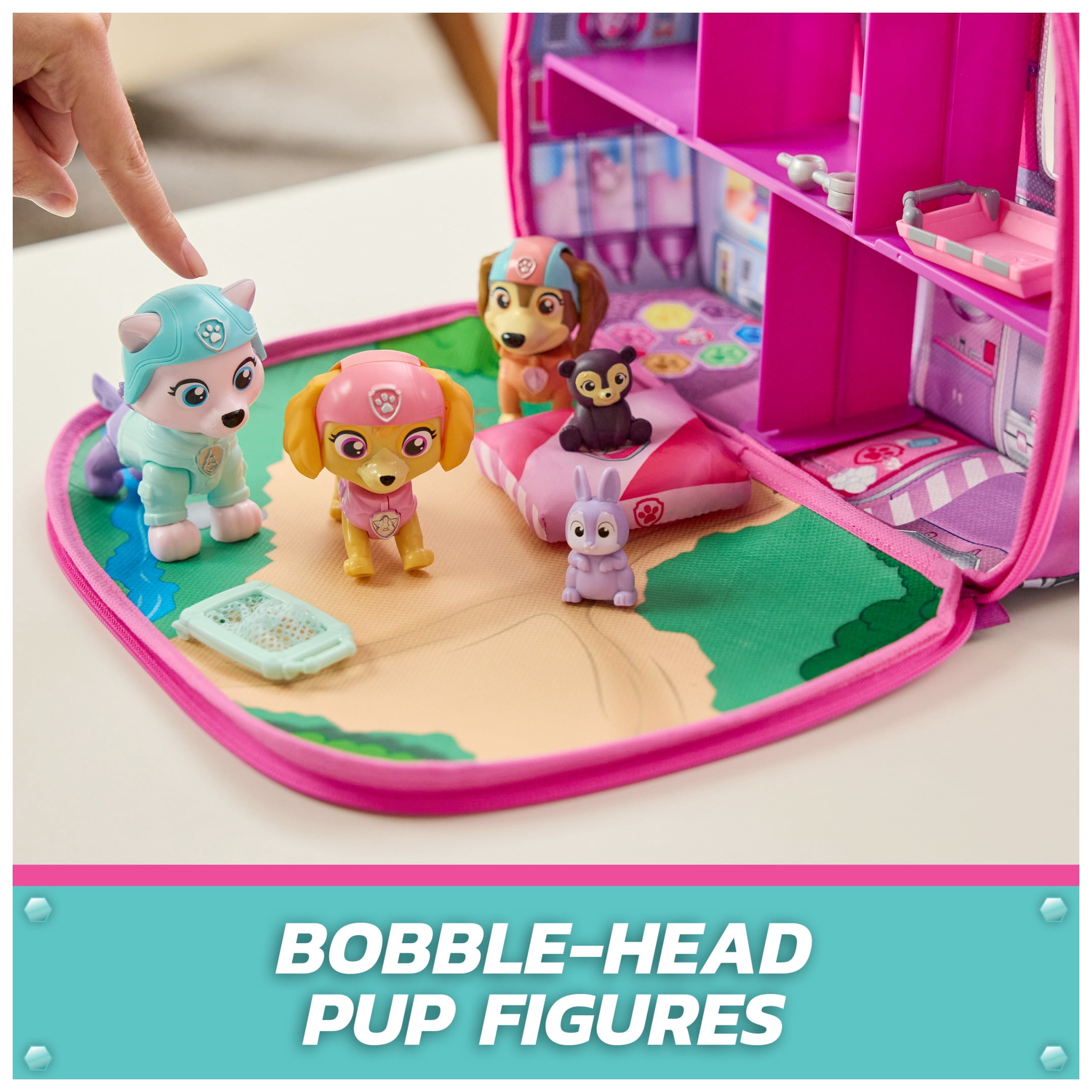 PAW Patrol Pupcation Rescue Set - Skye, Everest & Liberty Bobble Head Collectible Figures & RV Doll Playset for Kids 3 and up