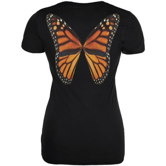 Monarch Butterfly Wings Costume Black Juniors Soft T-Shirt - 2X-Large