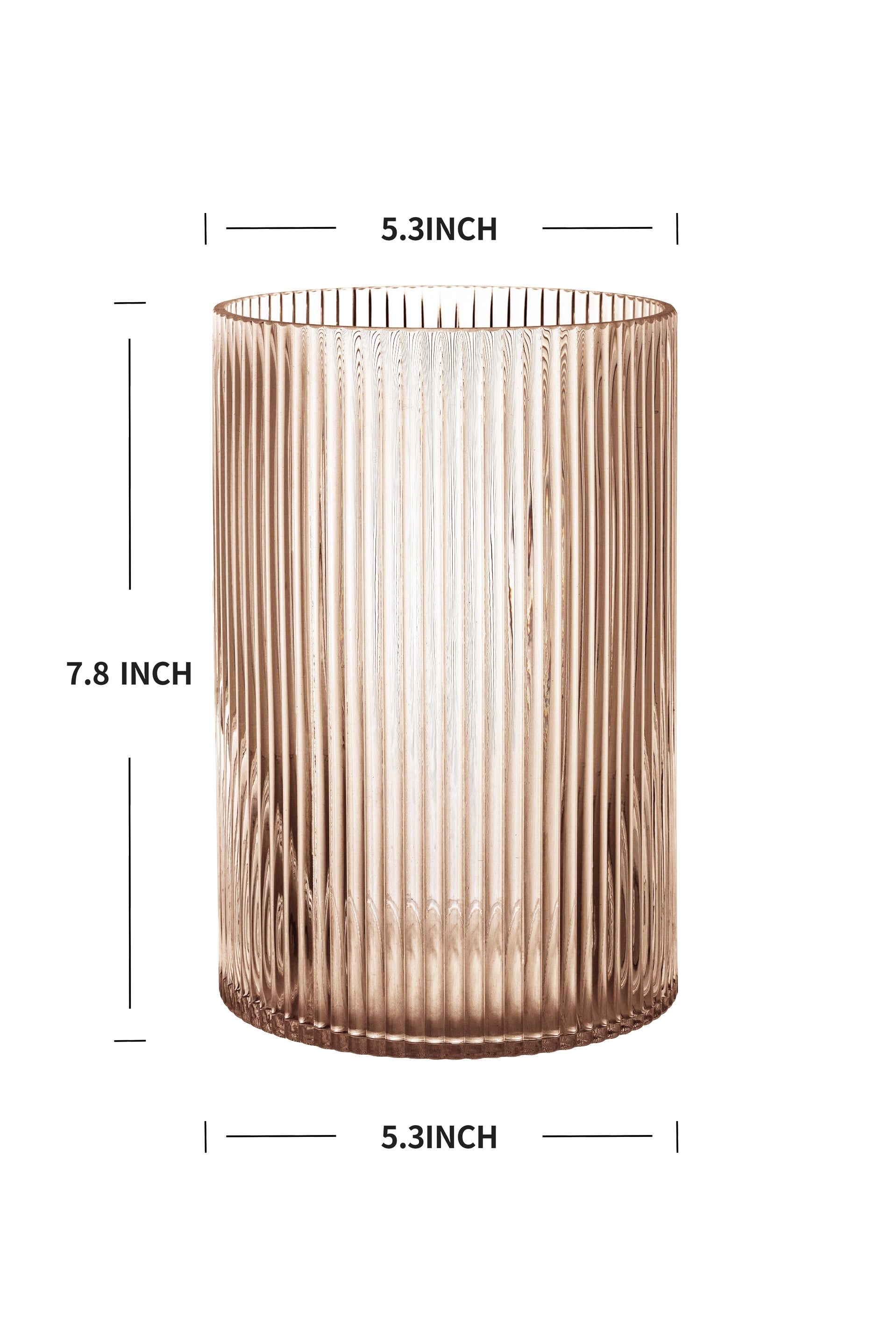 Better Homes & Gardens Amber Glass Ribbed Hurricane Candleholder, 8", Large