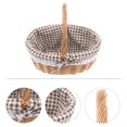 thumbnail image 3 of Picnic Bag Gift Basket Wicker Storage Basket Linen Inner Basket for Storage Use Size S (Primary Color Coffe Fabric with White Dots), 3 of 6