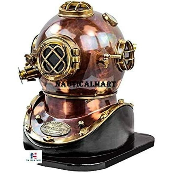 NauticalMart 18" Vintage Marine Divers Helmet Solid Steel & Brass Scuba Diving Helmet Antique Copper Finish