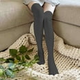 thumbnail image 6 of Couver Women's Plain Winter Cable Knitted Boot Over Knee Socks/Thigh High Stockings- Gray - 1 Pair, 6 of 9