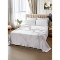 thumbnail image 2 of Marble Grey White California King Size Flat Sheet, Wrinkleproof & Fadeproof Cooling Flat Bed Sheet Only, Cracked Rock Greyscale Fake Stone Breathable Soft Bedding Top Sheets 108 x 98 Inches, 2 of 8