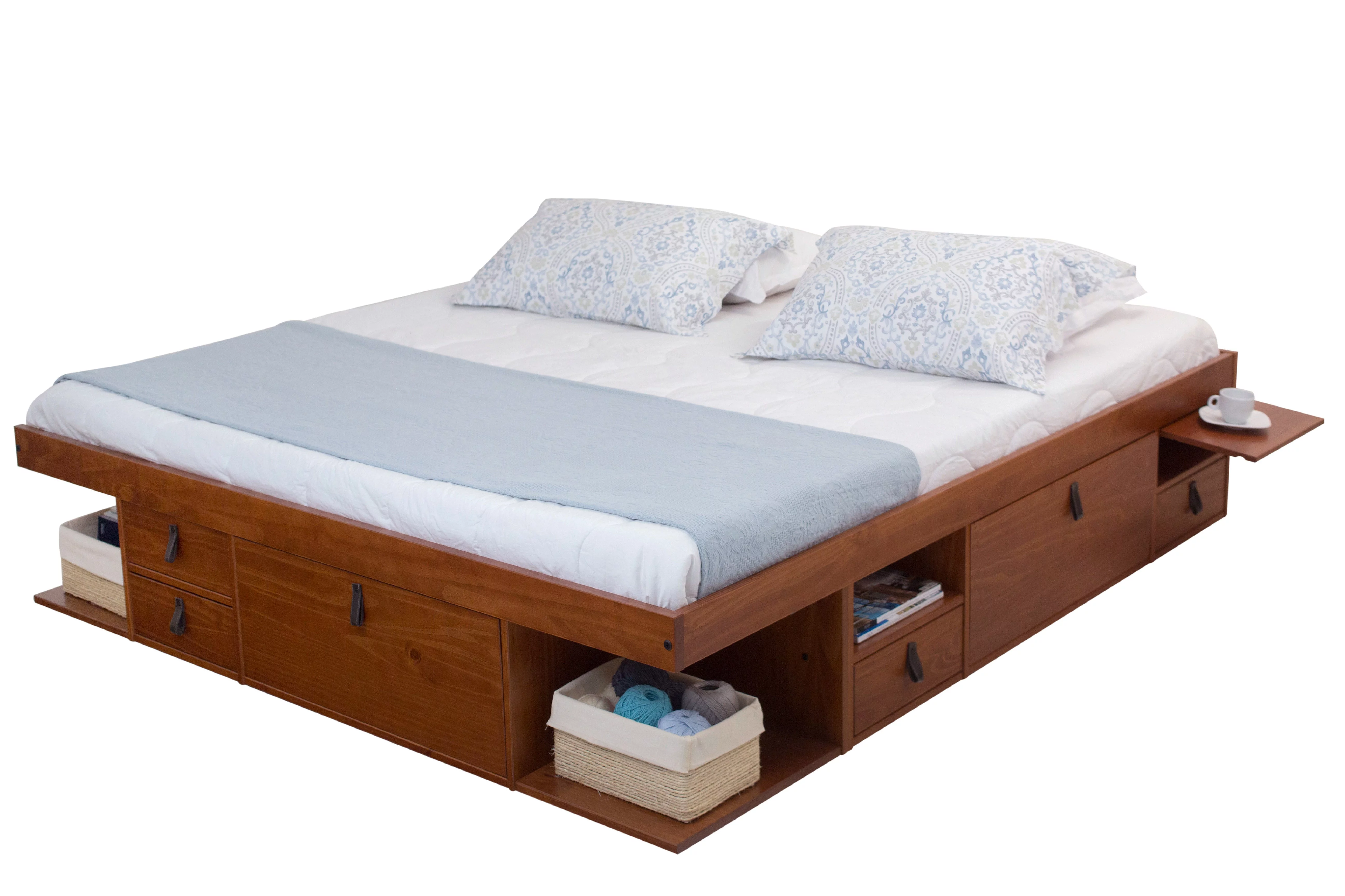 Memomad Bali Storage Platform Sturdy Modern Bed Frame with Drawers More King Size Caramel Brown Wood Walmart