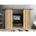 thumbnail image 3 of Sturdy Double Barn Door 48 x 96 inches with | Planum 0016 Oak with Frosted Glass | 13FT Rail Hangers Heavy Set | Solid Panel Interior Doors, 3 of 6