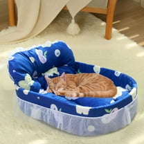 AuroraX Cozy Cat and Dog Bed Set Blue –3-Piece Warm Pet Nest with Soft Cushion and Decorative Lace Edge 23"x15"