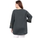 thumbnail image 5 of Blusa con Mangas Raglán Kimono Agnes Orinda Panel de Ganchillo Gris Oscuro 3XL, 5 of 6
