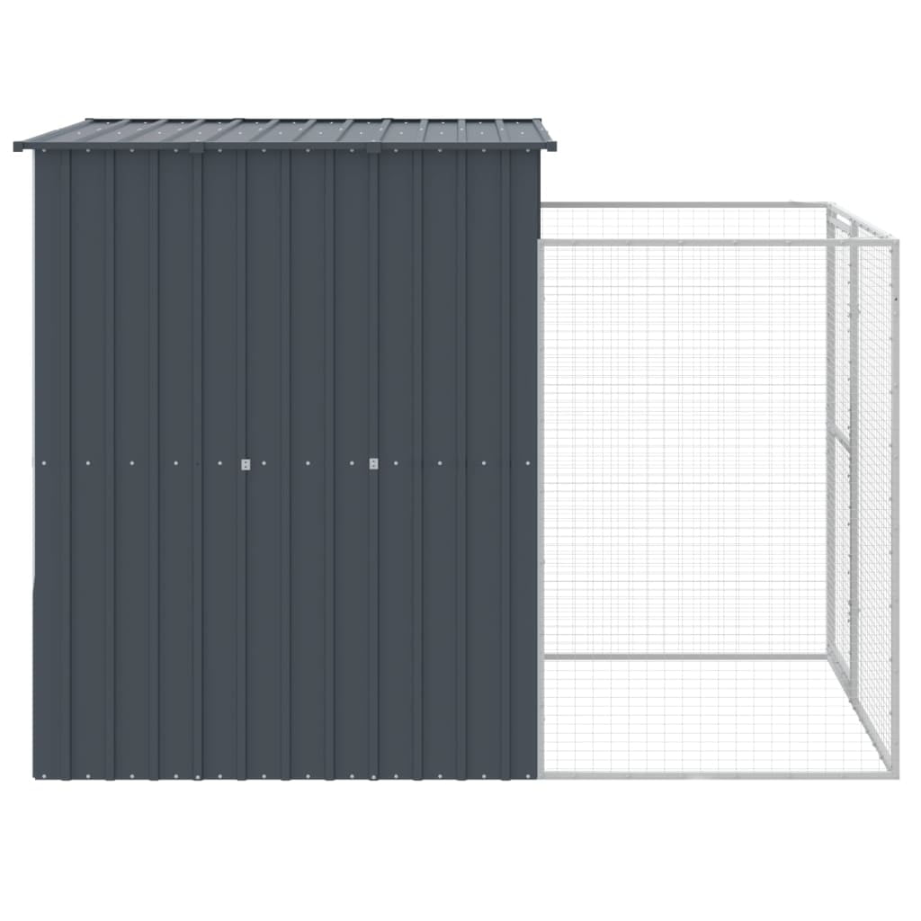 vidaXL Galvanized Steel Outdoor Dog Kennel Shelter with Run Waterproof