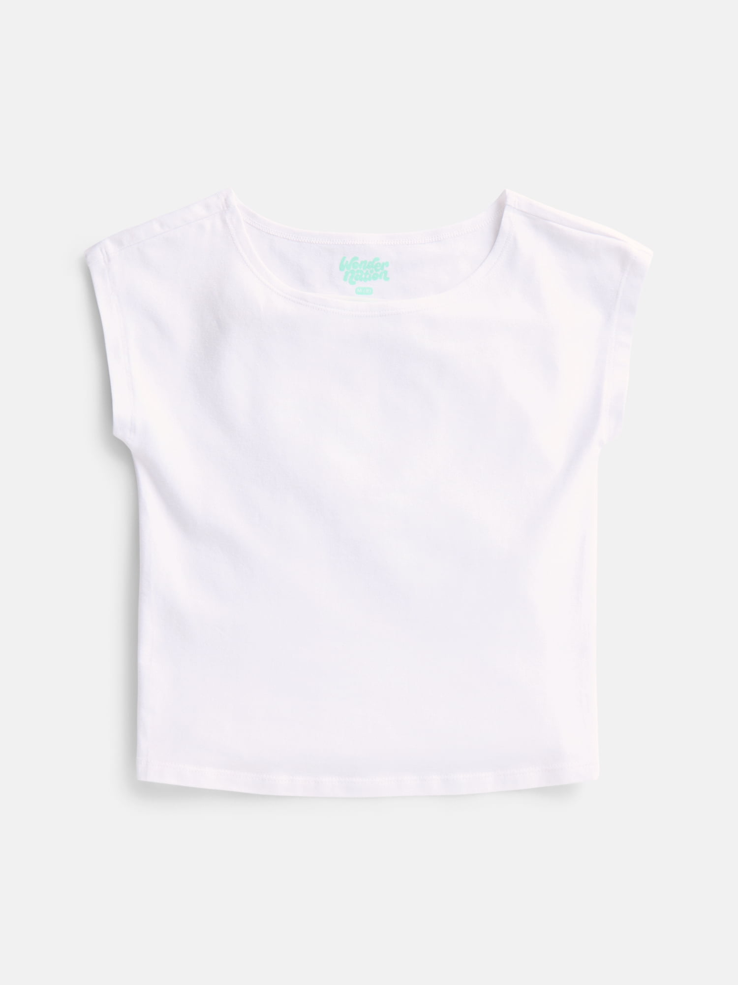 Wonder Nation Girls Boat Neck Top with Short Sleeves, Sizes 4-18 & Plus