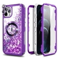 thumbnail image 2 of NageBee Designed for iPhone 12 / 12 Pro with [Built-in Screen Protector] Case MagSafe Compatible With Diamond Wrist Strap Lanyard, Glitter Floating Liquid Cute Case (Purple), 2 of 6